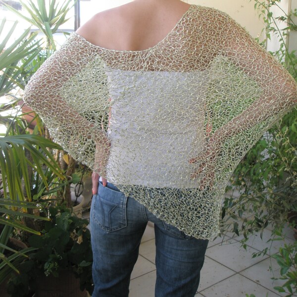 Light green knitted poncho