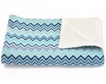 Organic Baby Blanket - Stroller Blanket - Soft & Light 100% Cotton - Baby Registry Shower Gift - TRUE BLUE