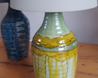 Table Lamp, table lamps, ceramic table lamps, ceramic, Matching bedside lamps and lampshades, Yellow, green, mustard, abstract