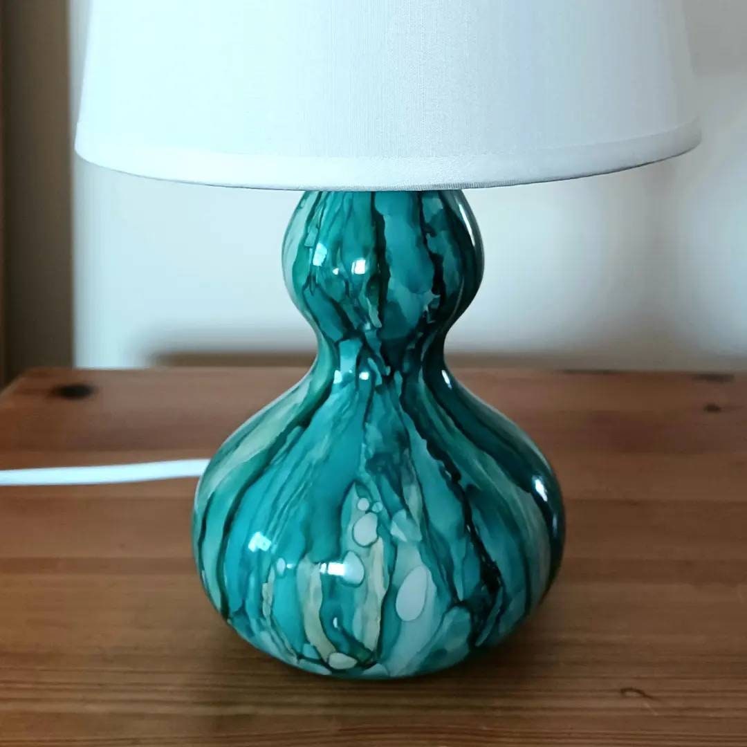 Bedside Table lamp ceramic lamp teal decor modern table lamp Teal table lamp Small table lamps matching lamps set of 2 avail