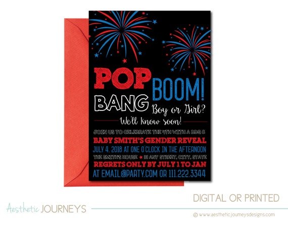 Patriotic Gender Reveal Party Invite for the Baby Girl or Boy Il_570xn