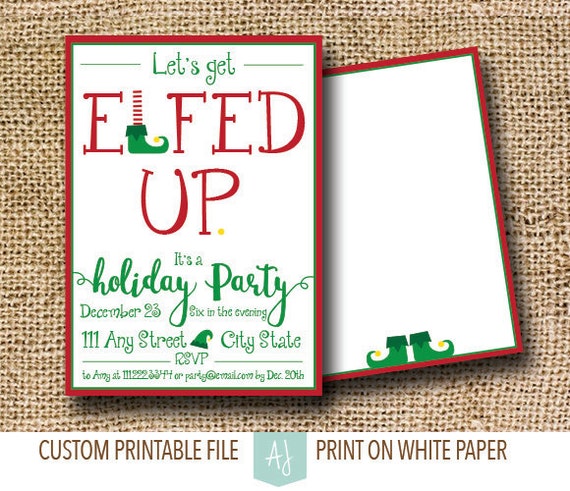 funny holiday party invite set for elf themed party white etsy funny holiday party invite