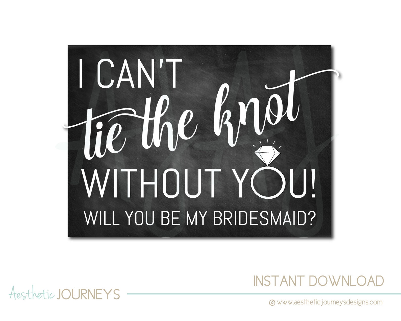 I Can't Tie the Knot Without You Bridesmaid Card to Print | Etsy
