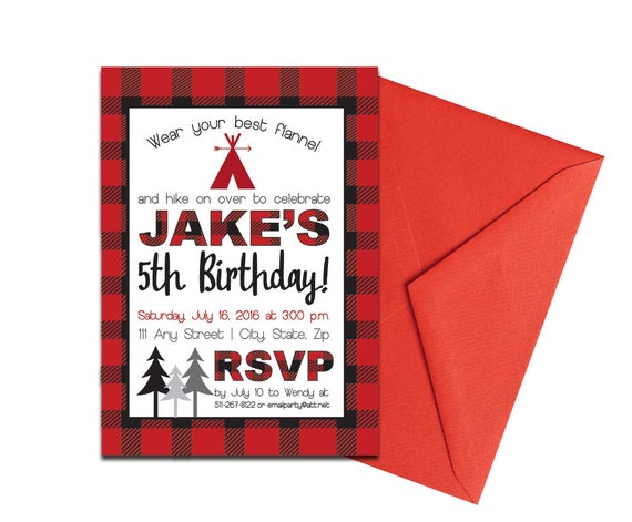 camping themed party invitation