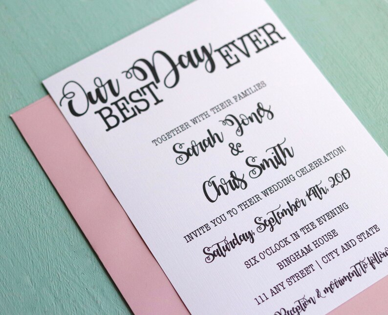 Wedding Invite Suite With Cursive Fonts Or Invitation Template Etsy
