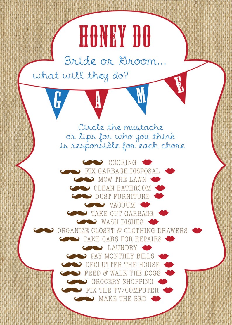 Honey Do Bridal Shower Game for the Couples Shower Game Etsy
