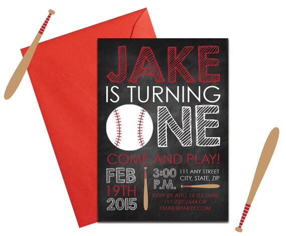 baseball party invitation with envelopes printed birthday etsy