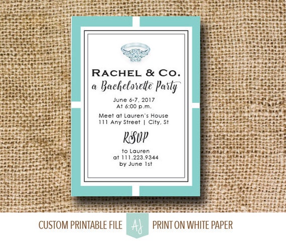 tiffany s themed bachelorette invitation blue and white etsy