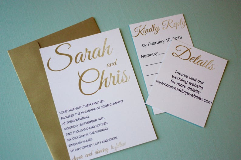 Simple Wedding Invite Suite With Cursive Fonts Or Invitation Etsy