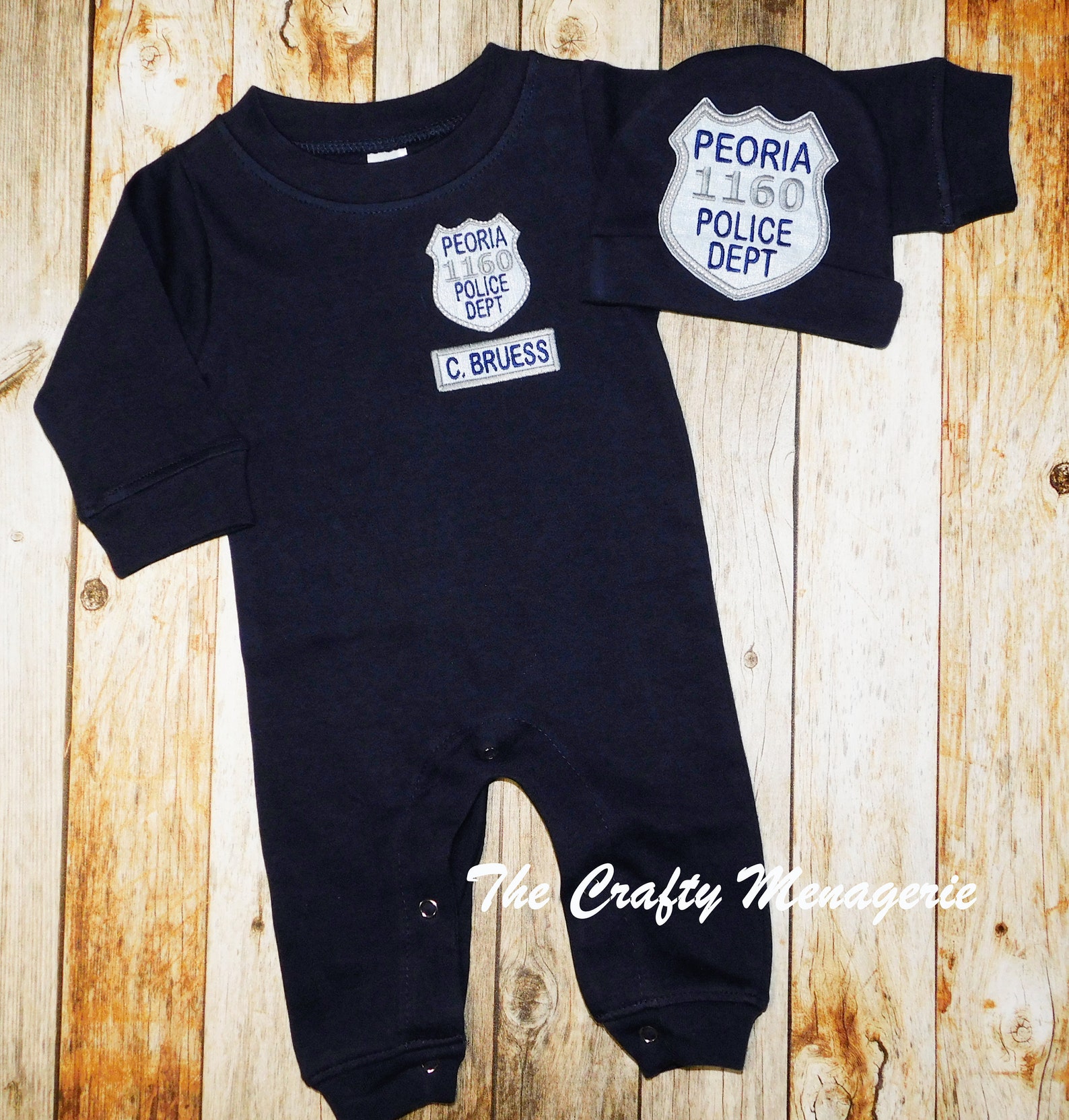 Baby Boy Police Outfit Boy Officer Romper Personalized Boy Etsy