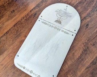 Etched Glass Mirror Elongated Mirror Art Decor Floral Etched Mirror Art Deco Mirror Mid Century Hanging Fruit Basket Folk Art