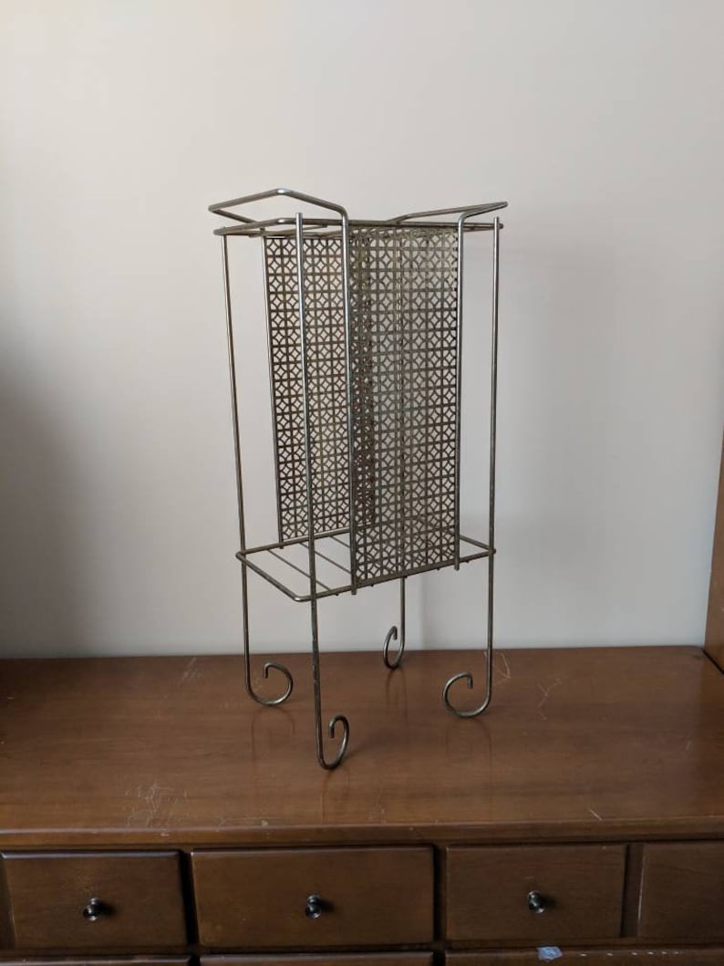 Atomic Table Mid-century Modern Stand Metal Stand Telephone A Magazine Rack Record Stand Side Table Eames Era Wire Storage Shelf Plant Stand