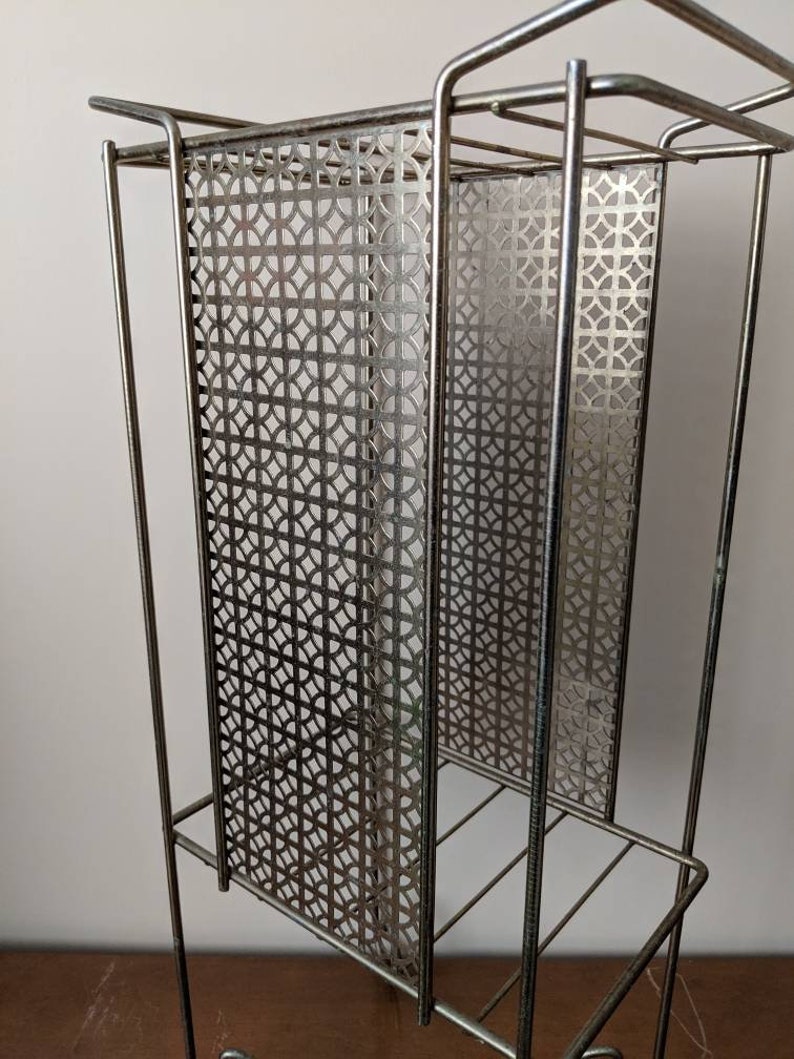 Atomic Table Mid-century Modern Stand Metal Stand Telephone A Magazine Rack Record Stand Side Table Eames Era Wire Storage Shelf Plant Stand