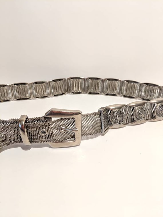 Metal Mesh Belt Silver Star Belt Mid-century Moder