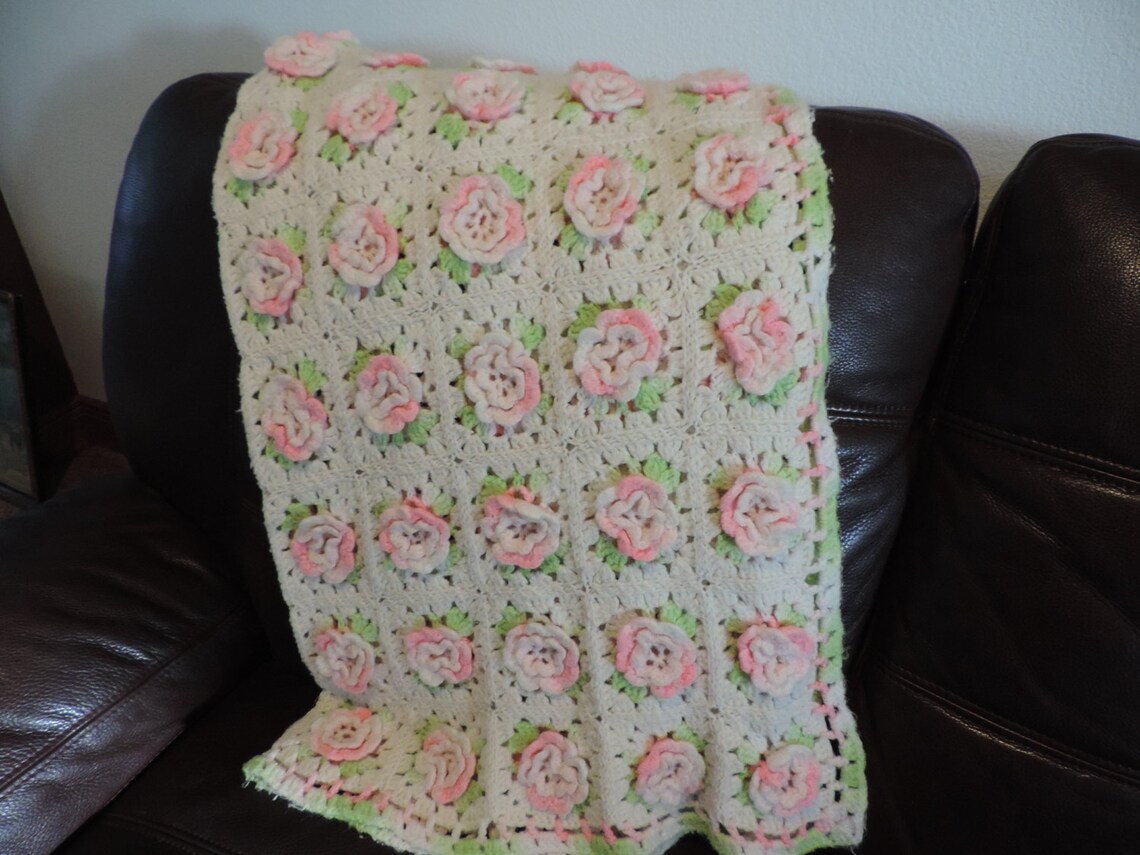 Vintage Knit Blanket Nursery Blanket Baby Blanket Vintage Etsy