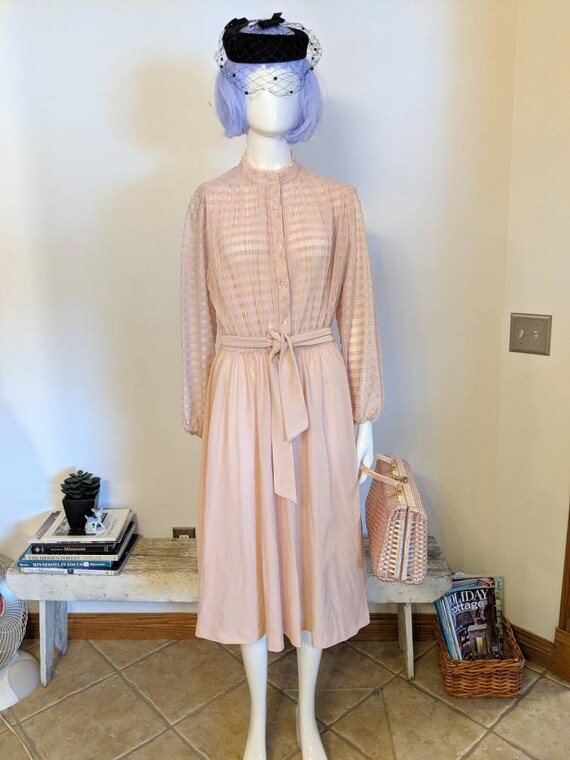 Blush pink button down long sleeve dress clearance