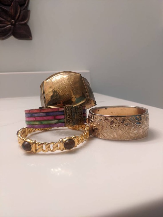 Set Of 4 Gold Bracelets Retro Bracelets Costume Je