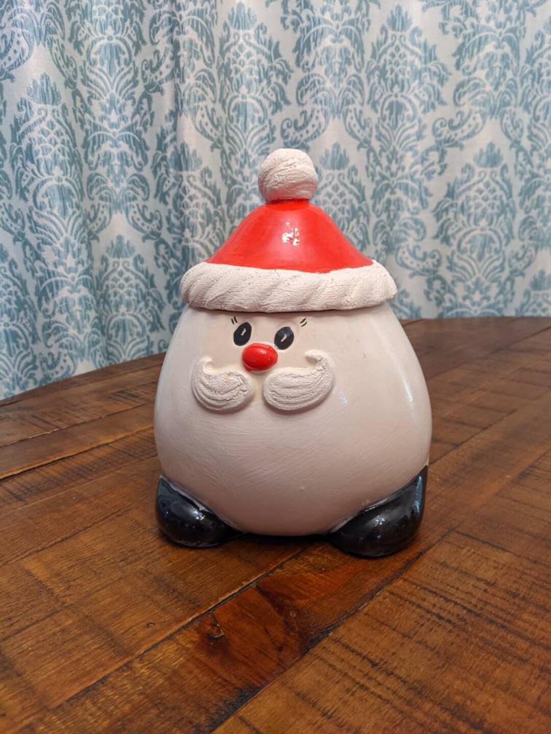 Santa Cookie Jar Ceramic Cookie Jar Holiday Cookie Jar Etsy