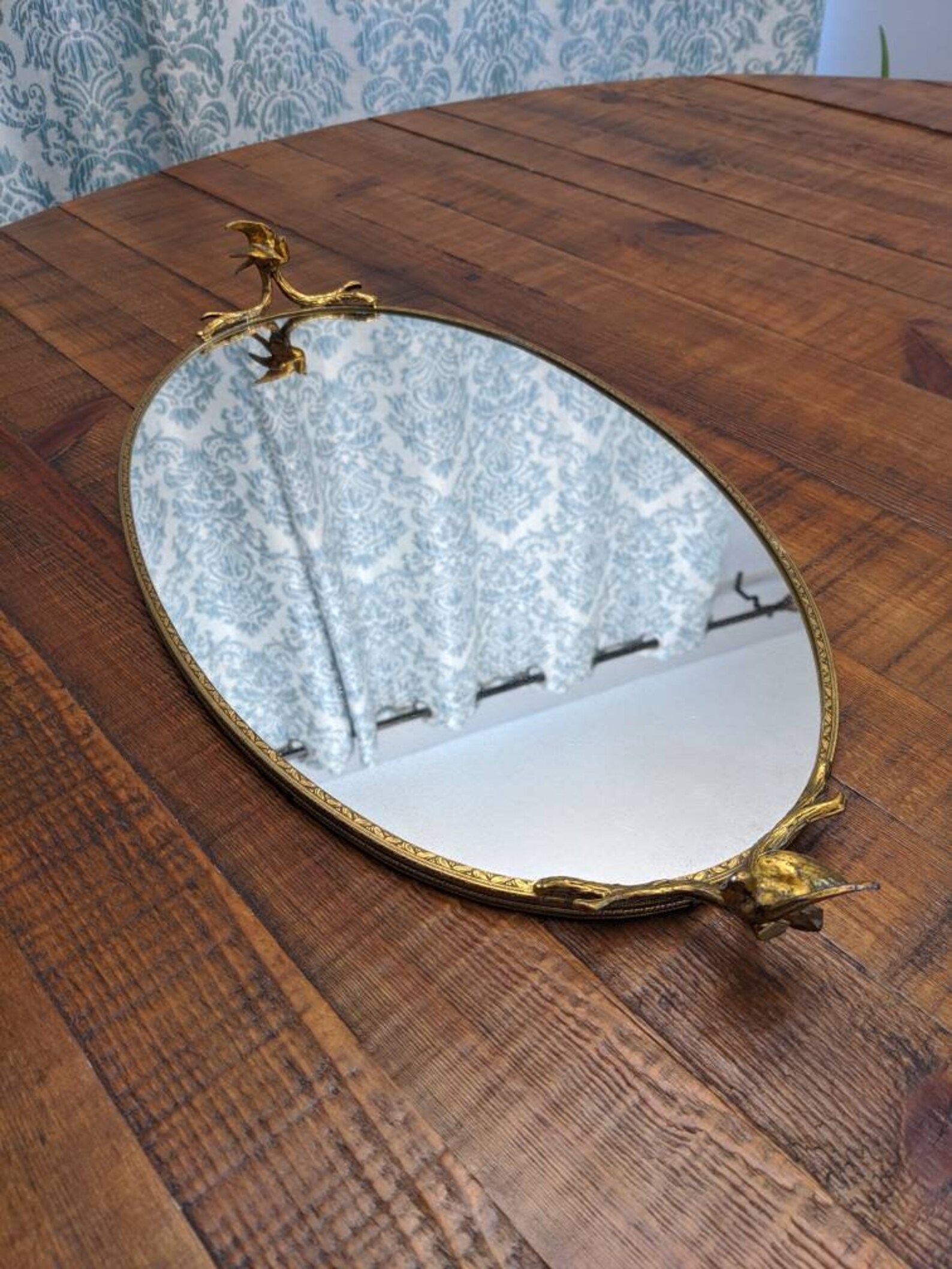 24kt oro bandeja floral espejo bandeja flor bandeja de tocador | Etsy