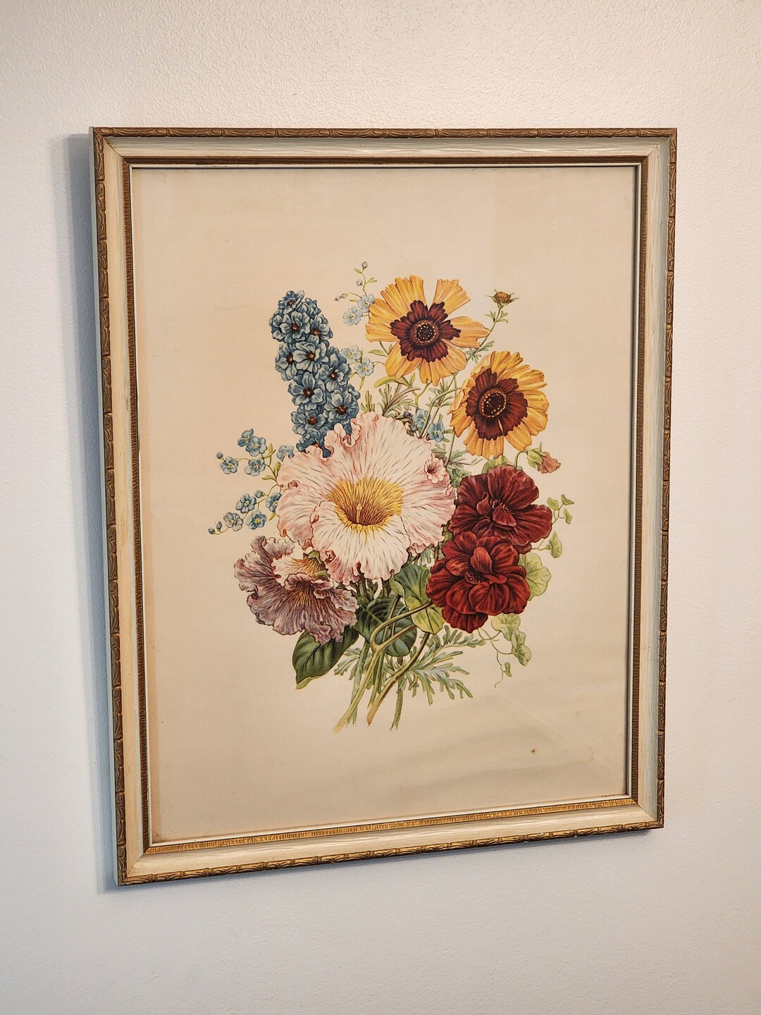 Vintage Botanical Hanging Framed Floral Wall Decor Cottage Wall Decor ...