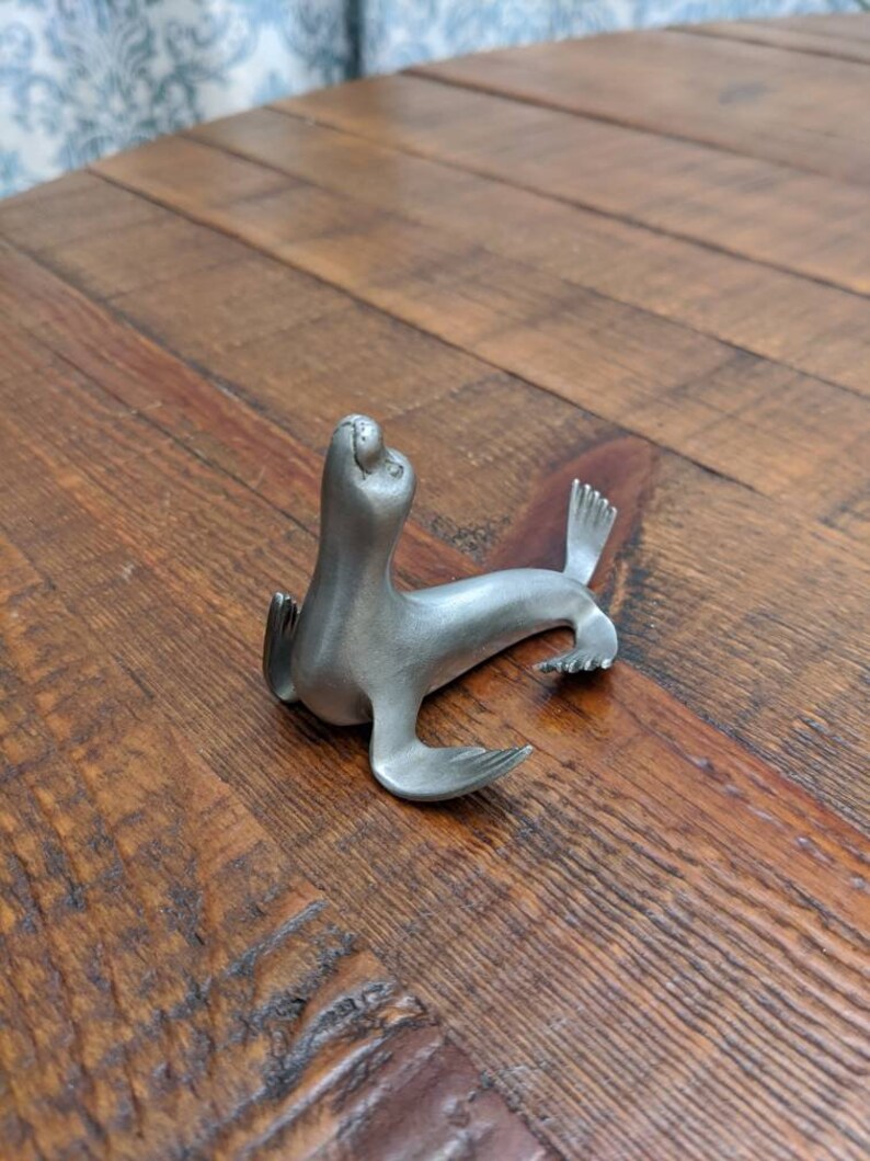 Pewter Seal Figure Sea Lion Sea Creature Seal Statue Etsy