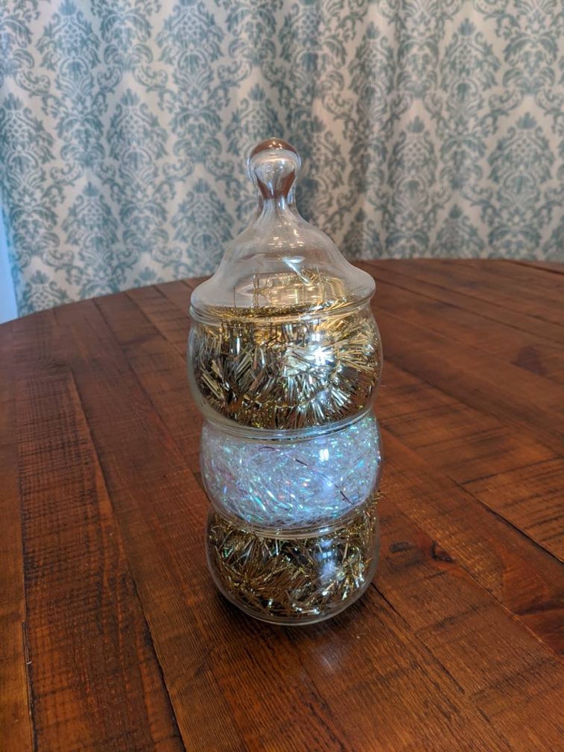 Etched Glass Storage Container Bathroom Storage Candy Dish Etsy