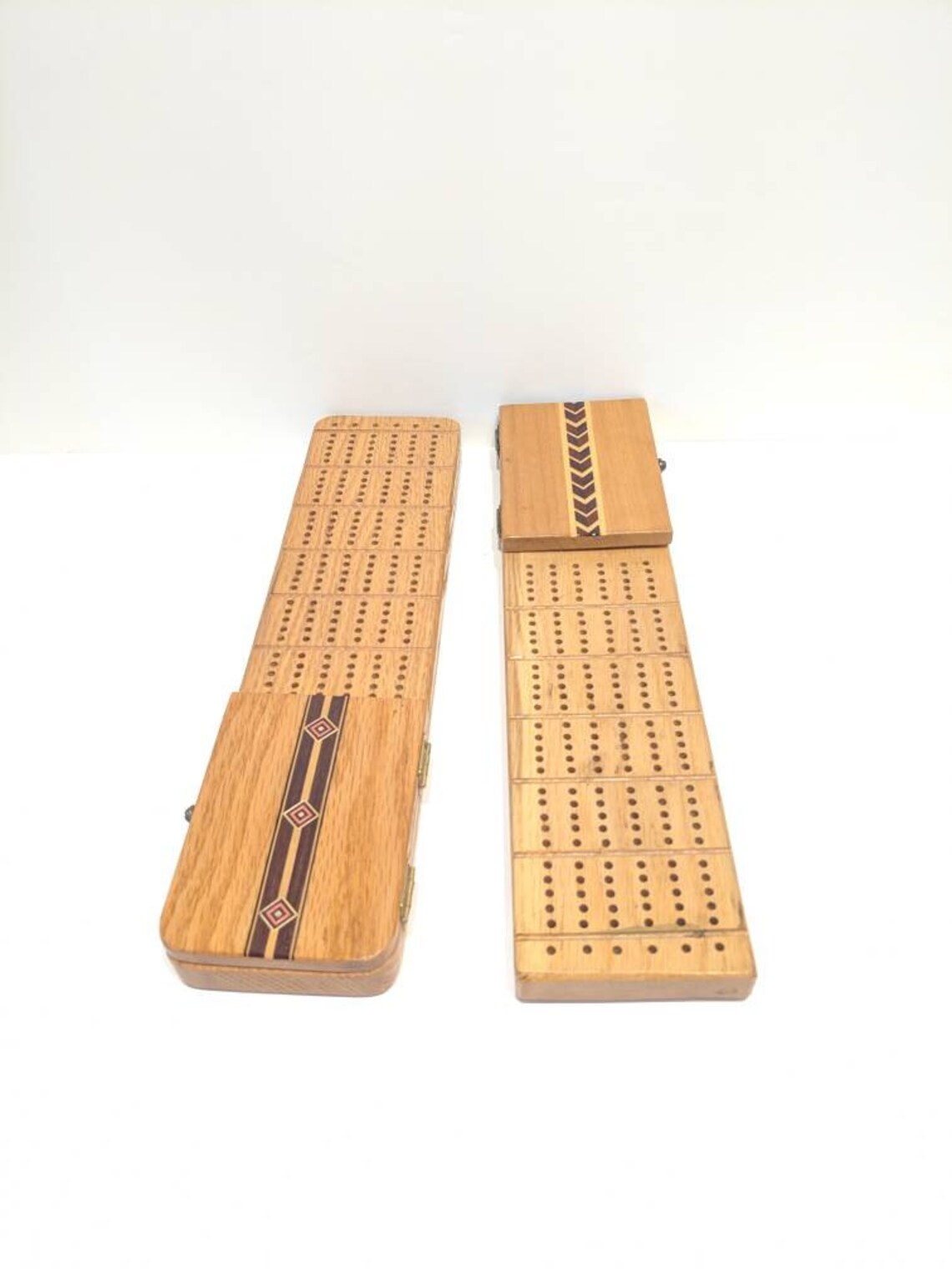 Wood Cribbage Board Retro Card Games Cribbage Board With Card Etsy