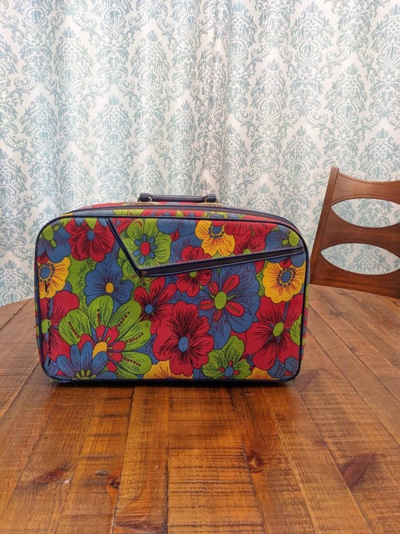 Floral Suitcase Retro Luggage Kitschy Floral Lugg… - image 4