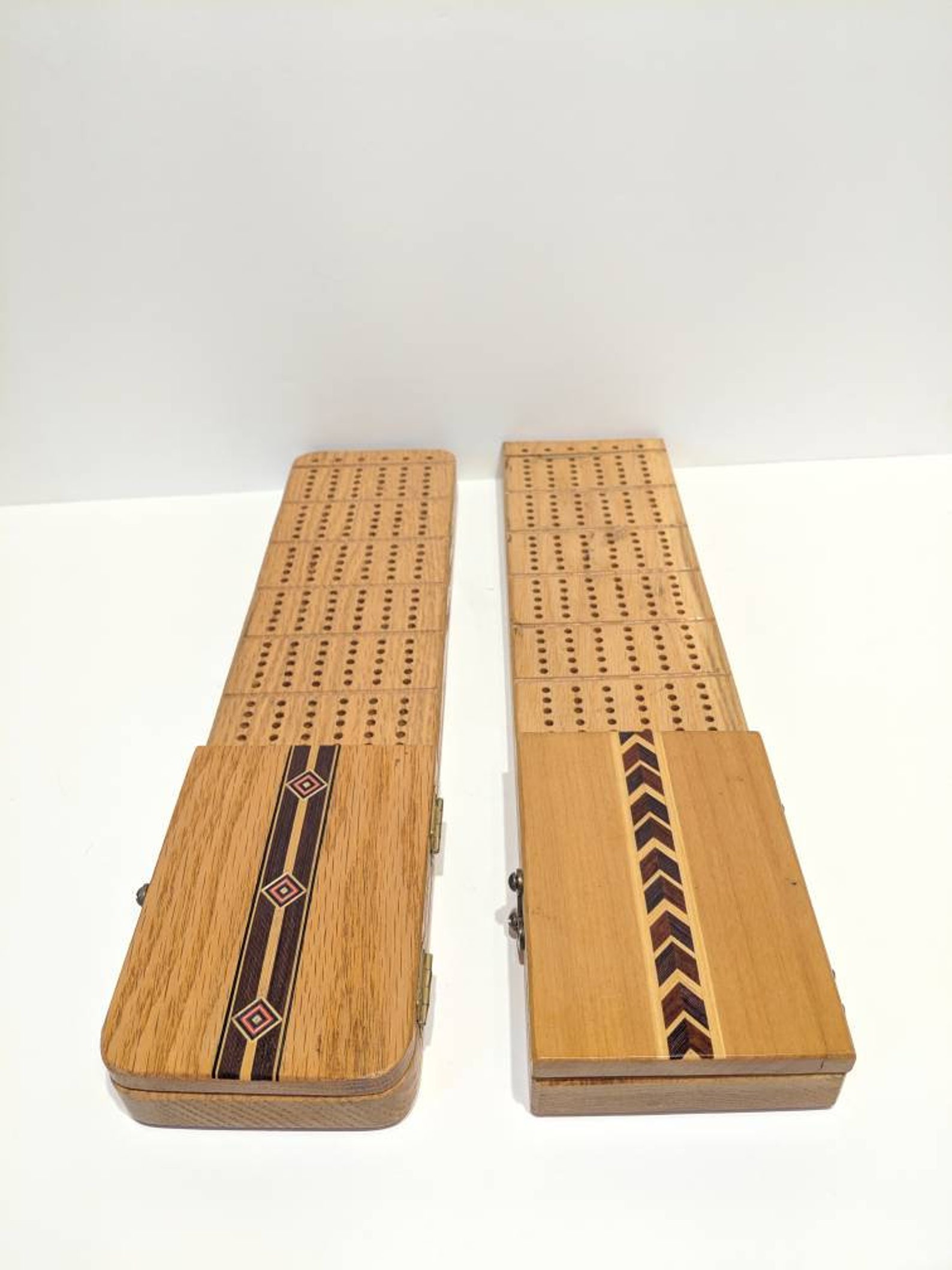 Wood Cribbage Board Retro Card Games Cribbage Board With Card Etsy