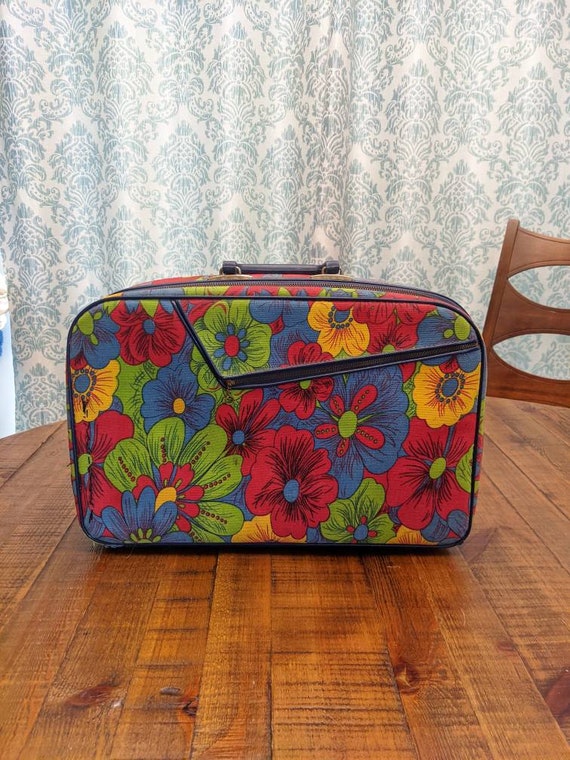 Floral Suitcase Retro Luggage Kitschy Floral Lugg… - image 3