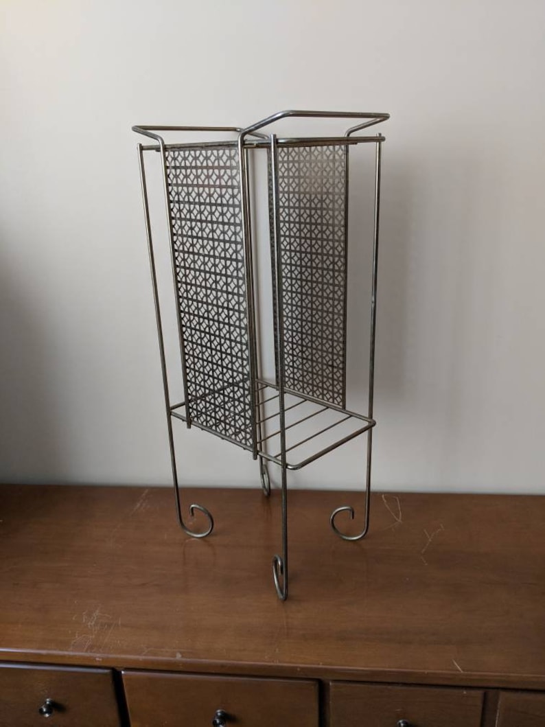 Atomic Table Mid-century Modern Stand Metal Stand Telephone A Magazine Rack Record Stand Side Table Eames Era Wire Storage Shelf Plant Stand