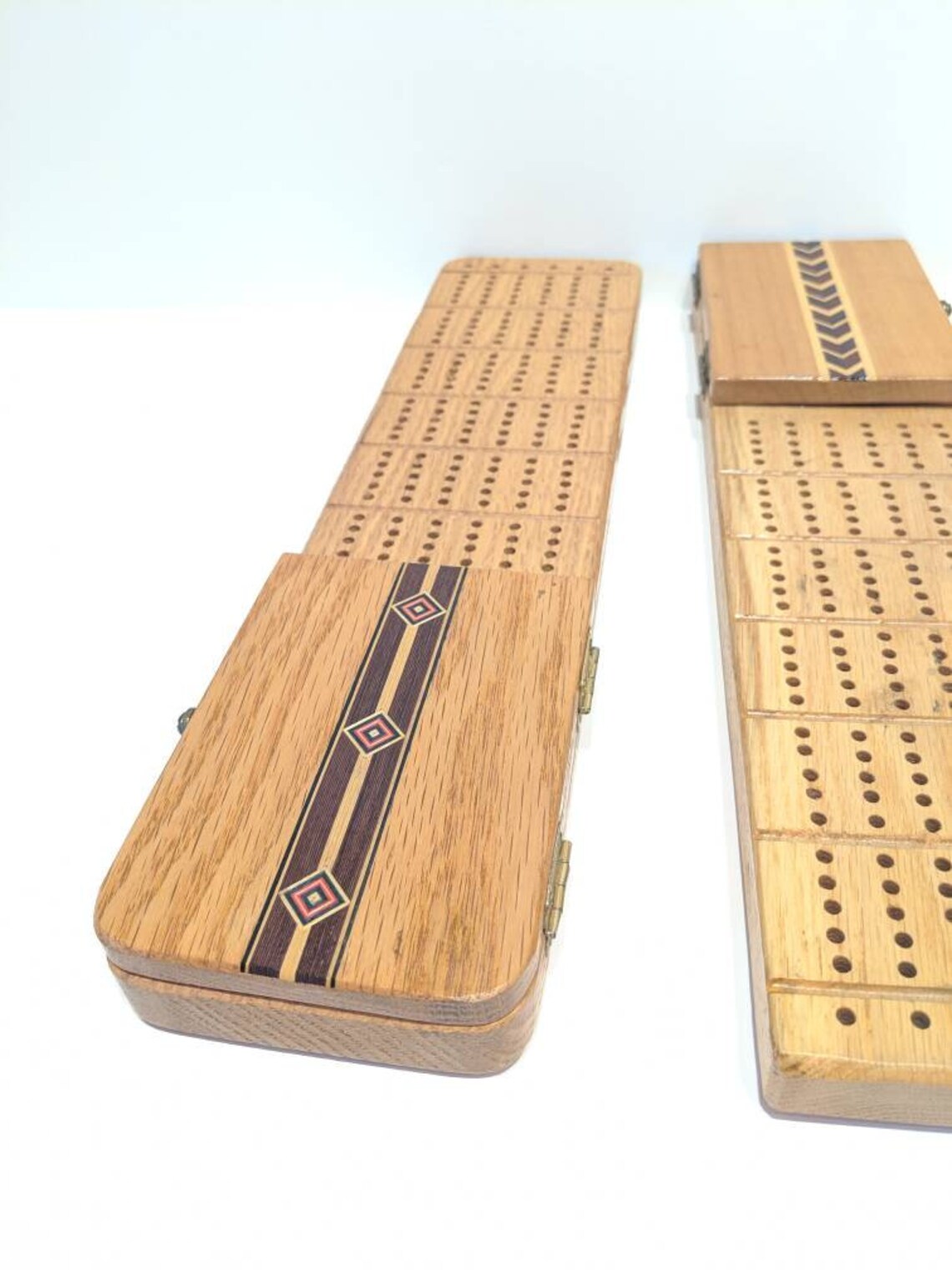 Wood Cribbage Board Retro Card Games Cribbage Board With Card Etsy