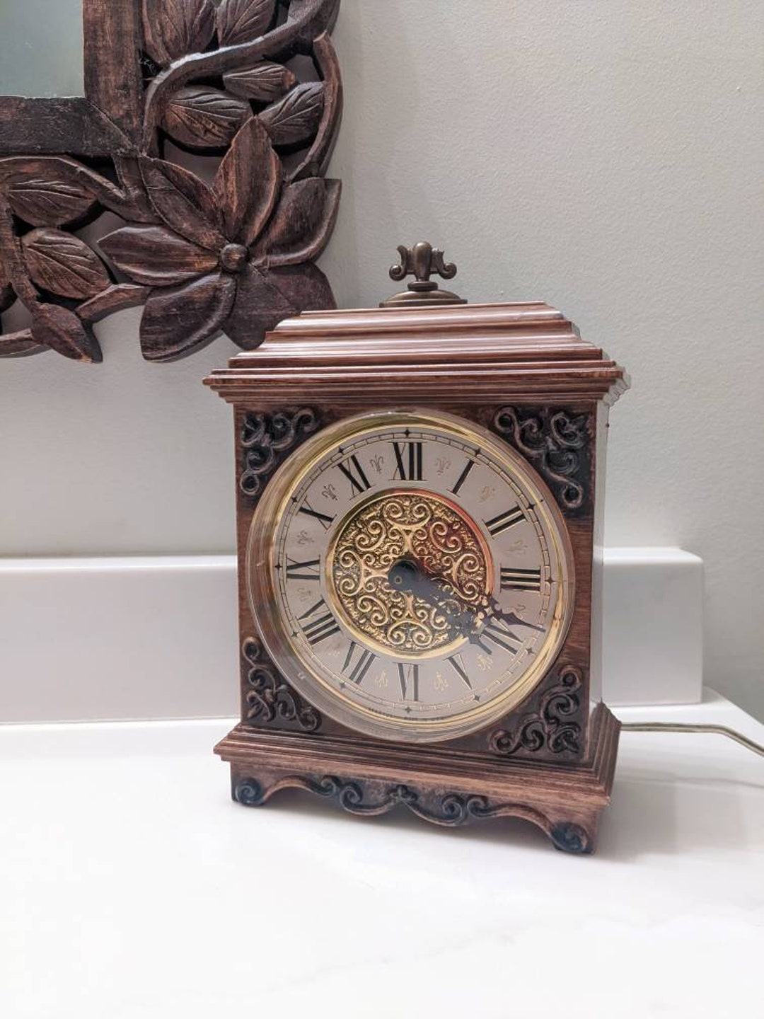 Stuart Clock Spartus Clock Plug in Standing Clock Plastic Standing Clock Mid Century ...