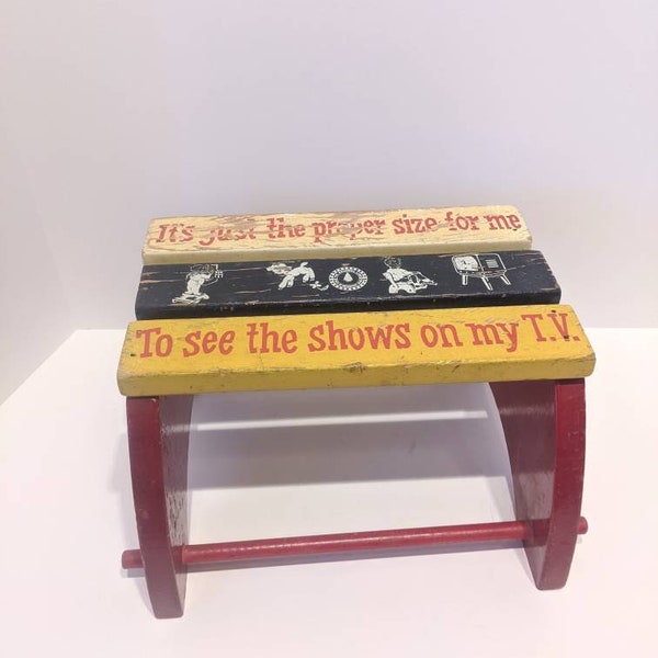 Kids Stool Wood Stool Kids Seat Vintage Children's Furniture It's just the proper size for me to see the shows on my TV Nursery Decor Kids