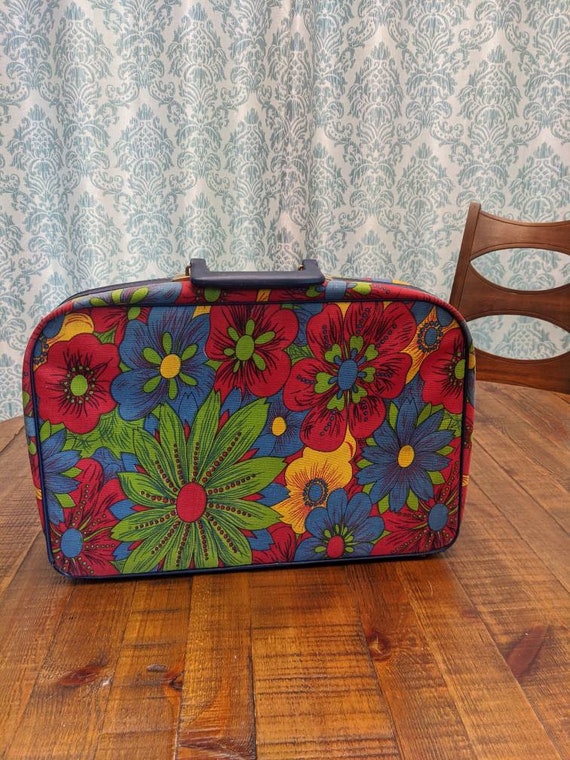 Floral Suitcase Retro Luggage Kitschy Floral Lugg… - image 7