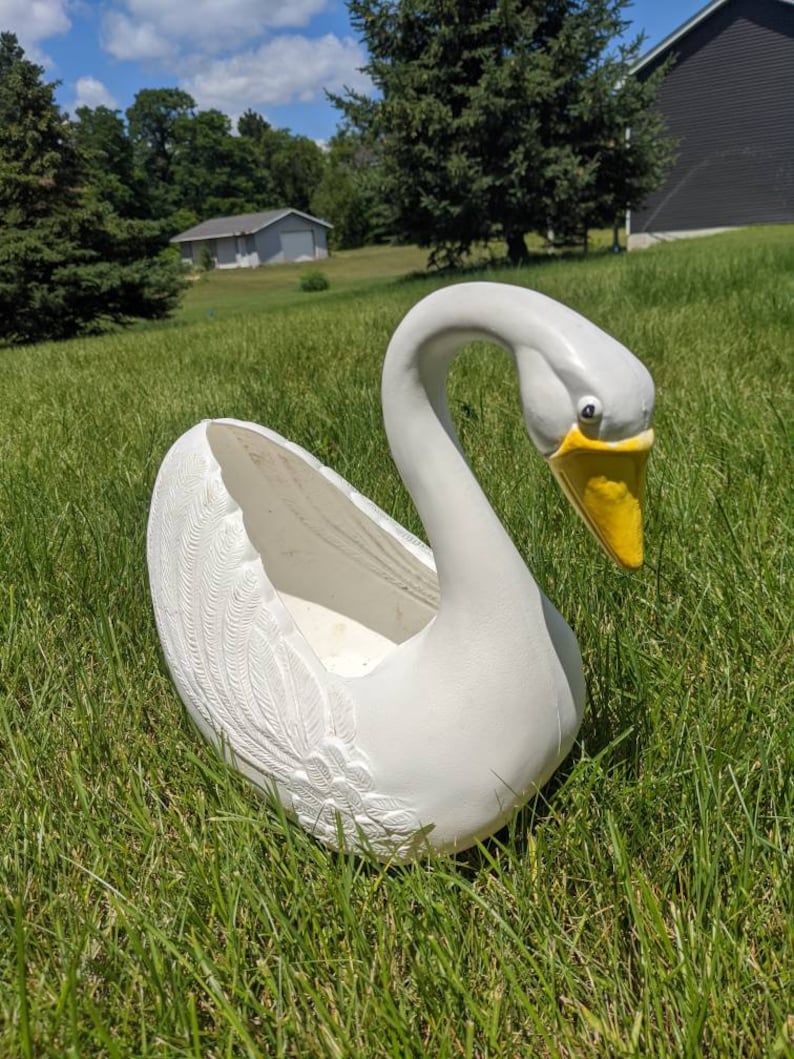 Union Products Swan Planter Plastic Swan Planter Outdoor Etsy