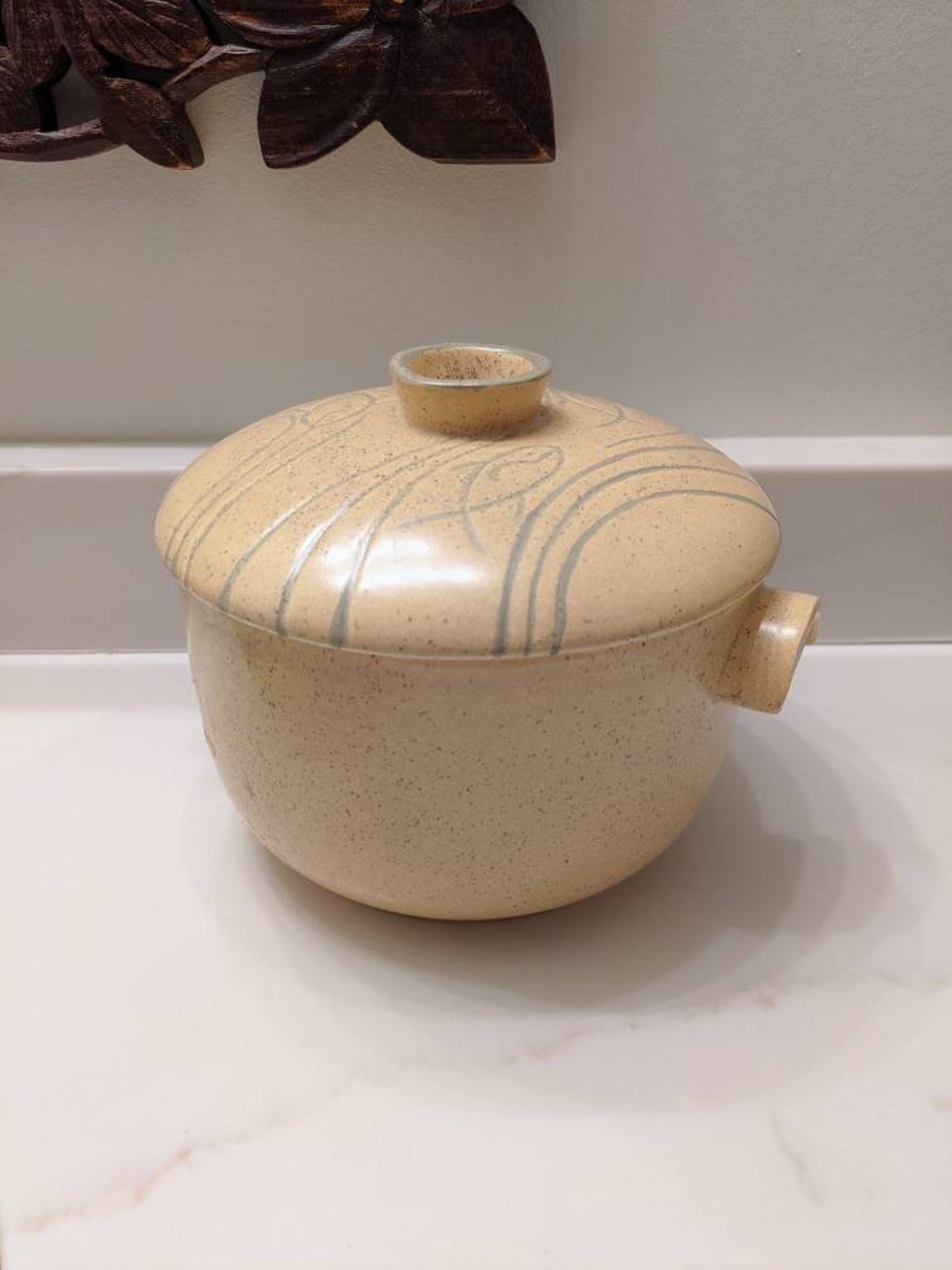 Roselane Pottery Ceramic Dish Mid Century Modern Kitchen Decor Atomic Fish Bowl Dish With Lid