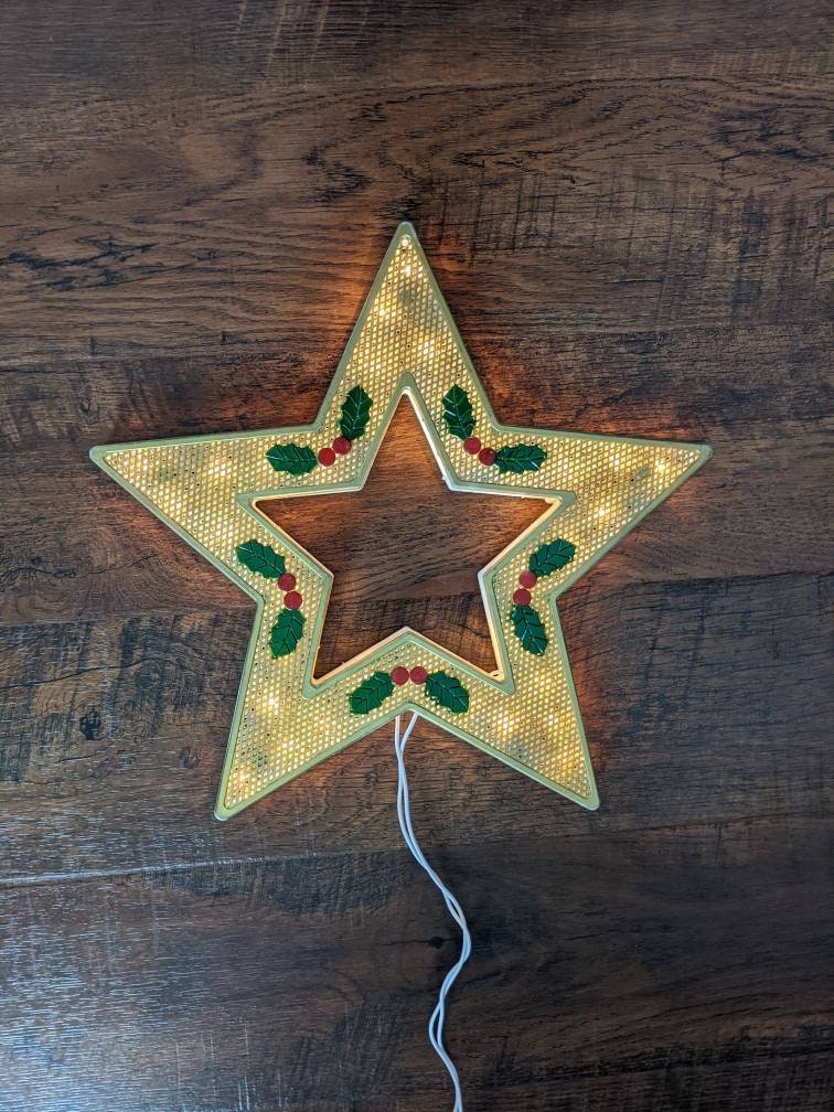 Vintage Gold Star Tree Topper Light Star Vintage Tree Star Etsy