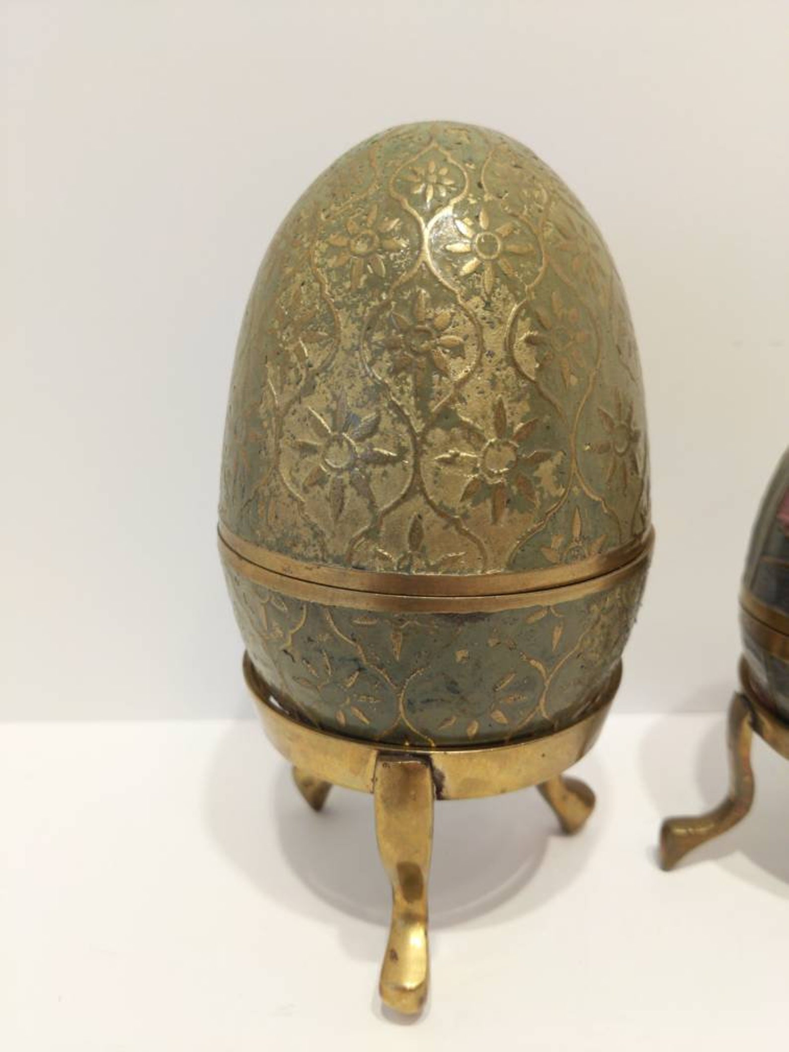 Brass Eggs Handpainted Eggs Easter Decor Made in India Trinket Etsy