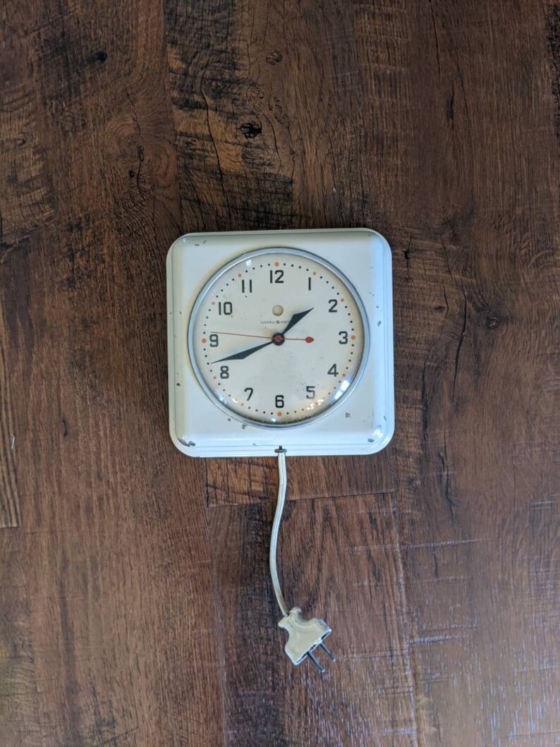 General Electric Wall Clock Plug In Clock Hanging Clock Square Etsy