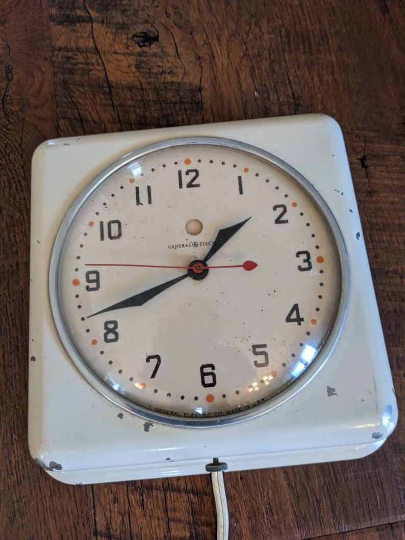 General Electric Wall Clock Plug In Clock Hanging Clock Square Etsy
