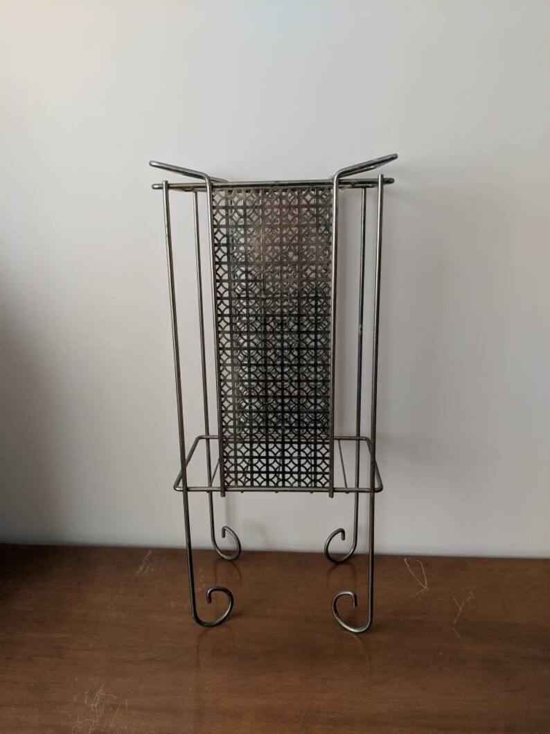 Atomic Table Mid-century Modern Stand Metal Stand Telephone A Magazine Rack Record Stand Side Table Eames Era Wire Storage Shelf Plant Stand