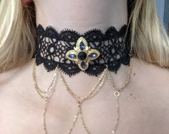 Choker Lace Necklace Victorian Necklace Gothic Necklace Goth Choker Lace Victorian Necklace Goth Style Chain Choker