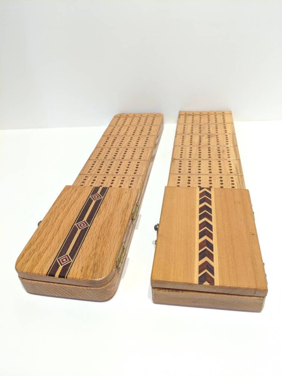 Wood Cribbage Board Retro Card Games Cribbage Board With Card Etsy