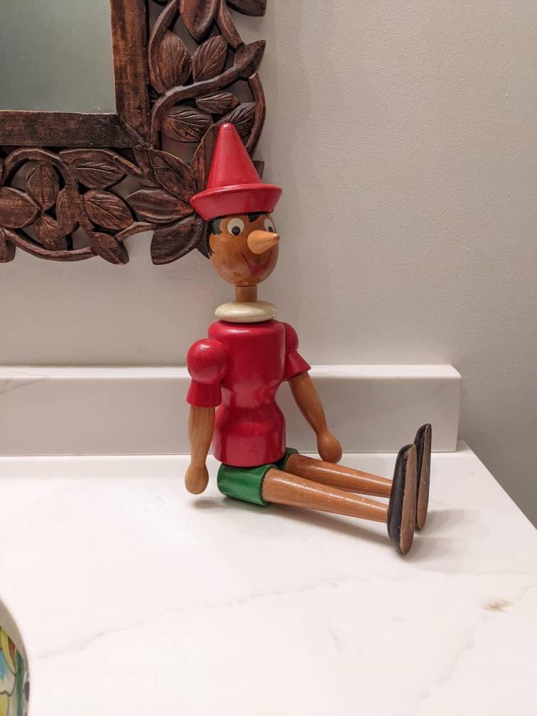 Pinocchio Bois 41 X 9 Décoration Fait à Main Ornement Jeux Enfant