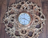 Syroco Clock Mid Century Modern Clocks French Style Home French Decor Hollywood Regency Clock Gold Plastic Clock Wind Up Clock