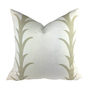 Schumacher Acanthus Stripe Designer Pillow Cover in Colorway Sand