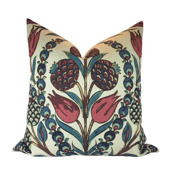 Pillows Thibaut Cornelia Designer Pillow Cover in Colorway Red and Teal THrow Pillows