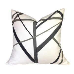 Groundworks Channels Pillow Cover Ebony Kelly Wearstler Designer Decorative Pillow Sham Cover forBed Sofa DecorativeToss Pillow