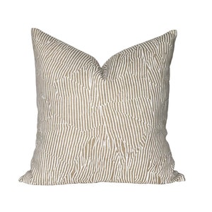 Pillow Cover Kelly Wearstler Avant Designer Pillow Cover Linen and Off White Geometric Linen Pillow Stripe Sofa Cushion Beige Bed  Pillow